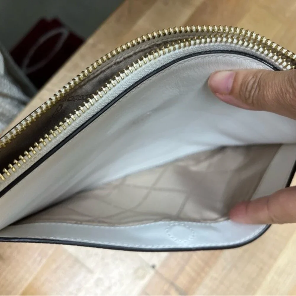 Michael Kors Wristlet in Gold and White Leather NWOT